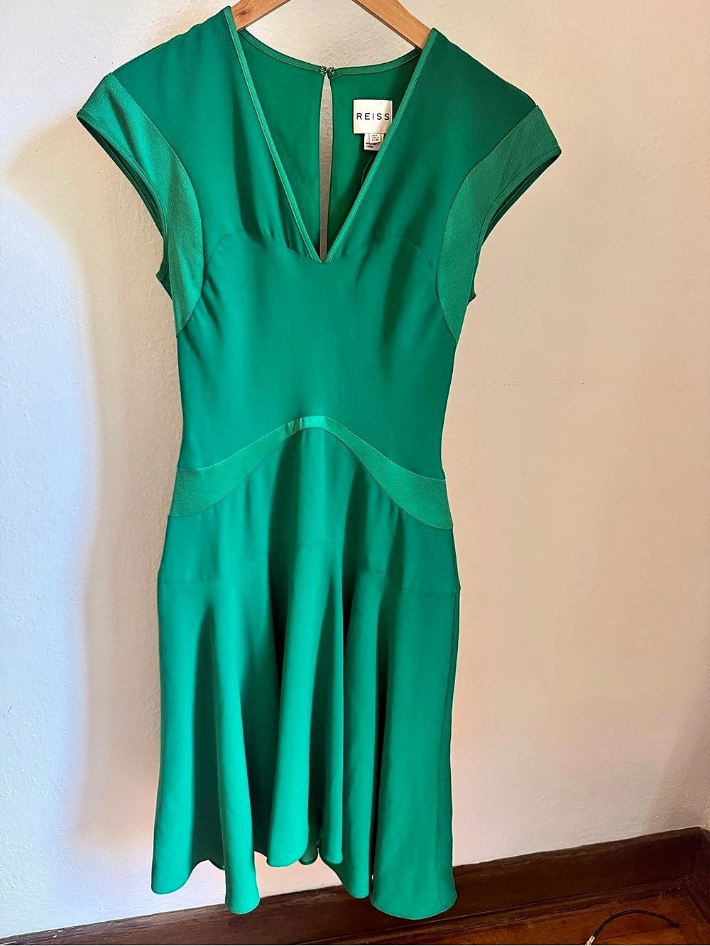REISS Green Fit & Flare Dress Size 4